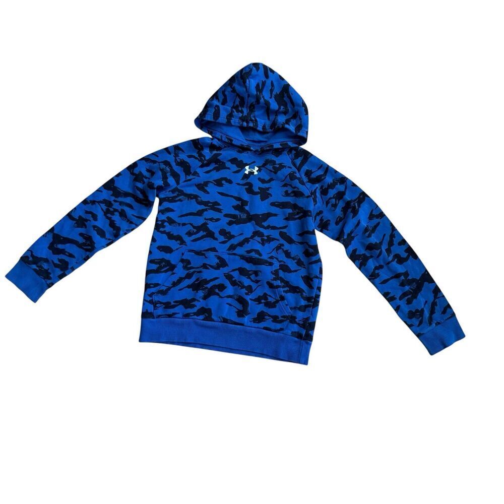 Under Armour Blue Rival Printed Boys Hoodie Pullover Camo Youth L